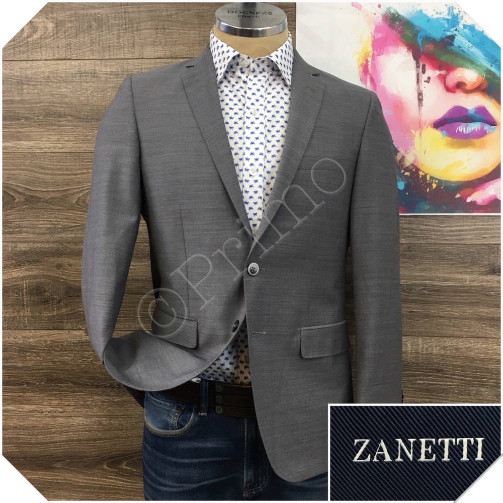 ZANETTI Mens Blazer Sport Coat Casual Jacket Size 40S‎ Slim Fit Wool Suit